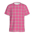 Pink And White Tartan Pattern Print Men's Athletic T-Shirt