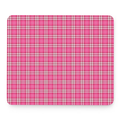 Pink And White Tartan Pattern Print Mouse Pad