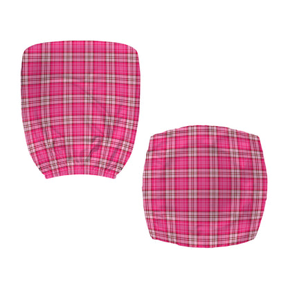 Pink And White Tartan Pattern Print Office Chair Cover