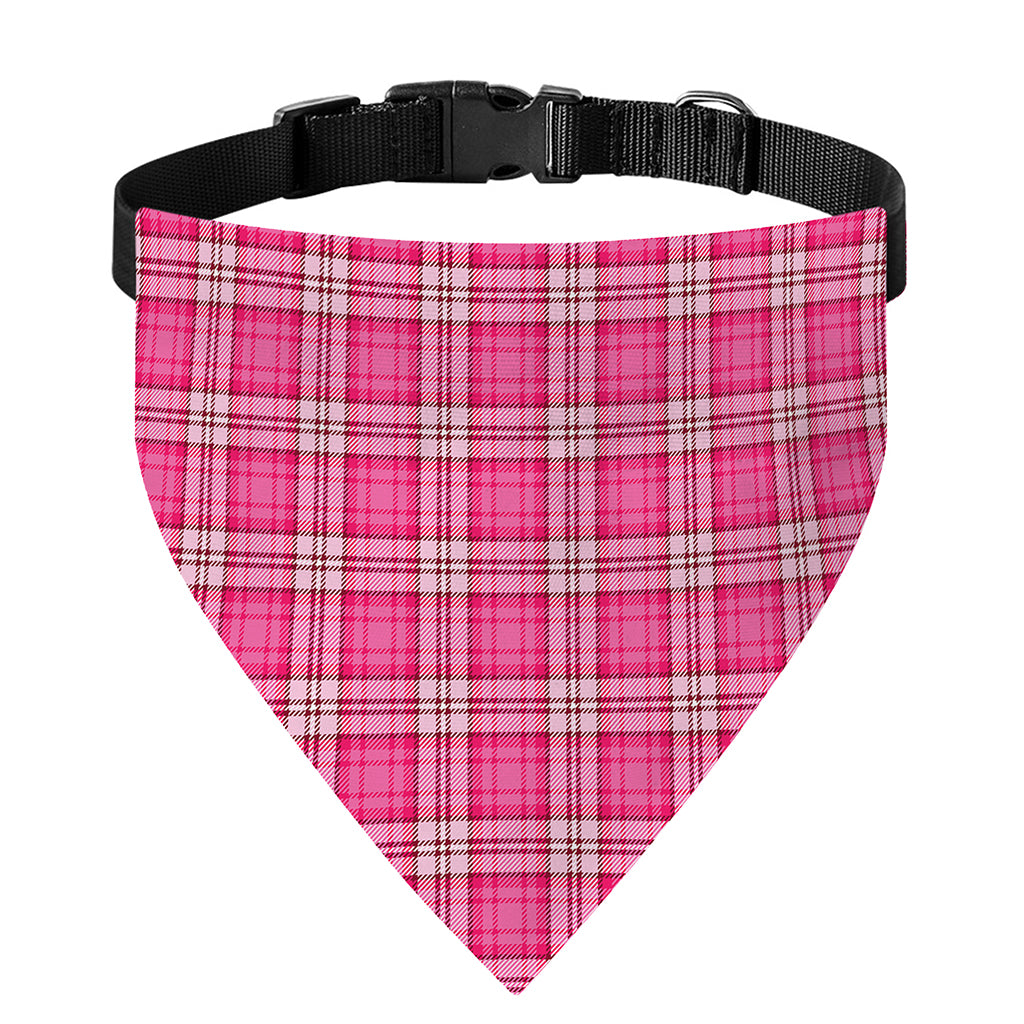 Pink And White Tartan Pattern Print Over The Collar Dog Bandana