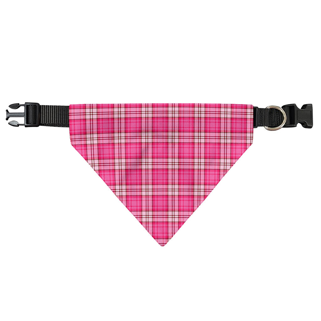 Pink And White Tartan Pattern Print Over The Collar Dog Bandana