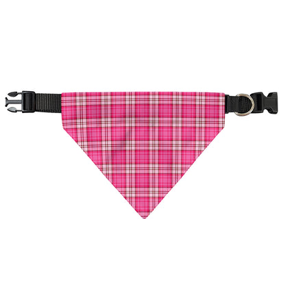Pink And White Tartan Pattern Print Over The Collar Dog Bandana