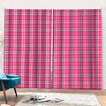 Pink And White Tartan Pattern Print Pencil Pleat Curtains