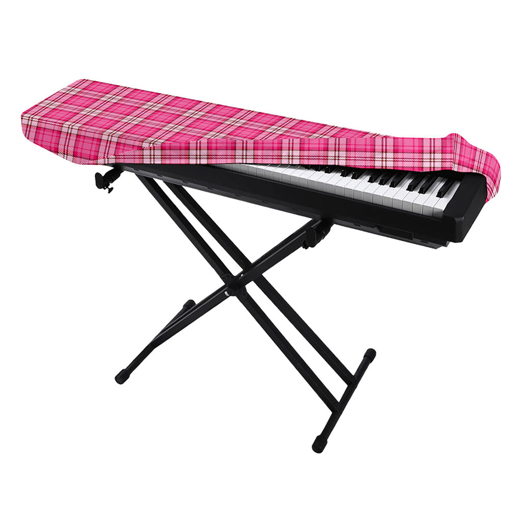 Pink And White Tartan Pattern Print Piano Keyboard Cover