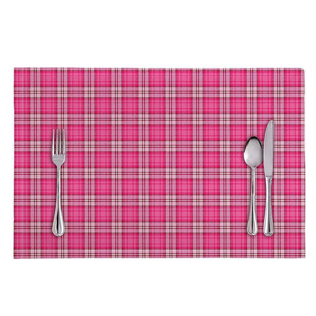 Pink And White Tartan Pattern Print Placemat