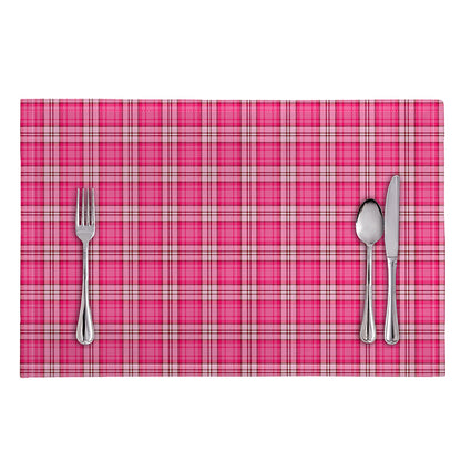 Pink And White Tartan Pattern Print Placemat