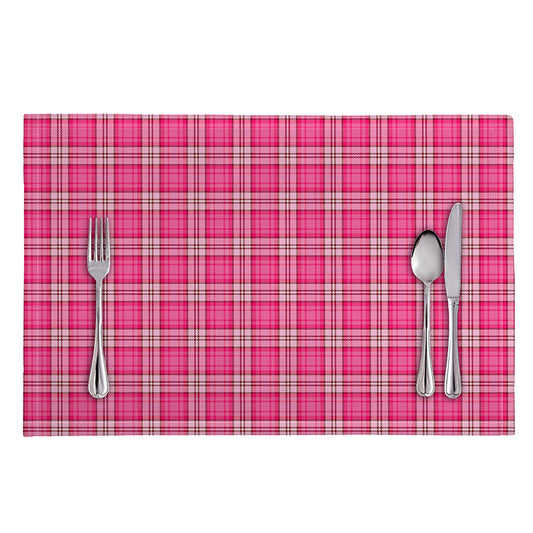 Pink And White Tartan Pattern Print Placemat