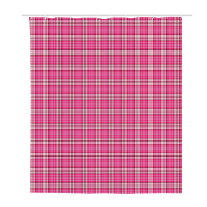 Pink And White Tartan Pattern Print Polyester Shower Curtain