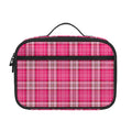 Pink And White Tartan Pattern Print Portable Lunch Bag