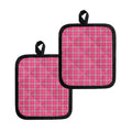 Pink And White Tartan Pattern Print Pot Holders