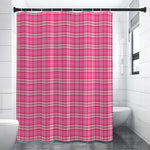 Pink And White Tartan Pattern Print Premium Shower Curtain