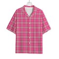 Pink And White Tartan Pattern Print Rayon Hawaiian Shirt