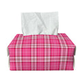 Pink And White Tartan Pattern Print Rectangle Tissue Box Cover