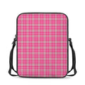 Pink And White Tartan Pattern Print Rectangular Crossbody Bag