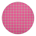 Pink And White Tartan Pattern Print Round Blanket
