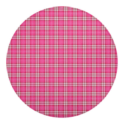 Pink And White Tartan Pattern Print Round Blanket