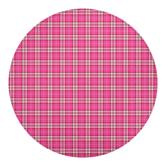Pink And White Tartan Pattern Print Round Blanket