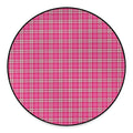Pink And White Tartan Pattern Print Round Floor Mat