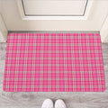 Pink And White Tartan Pattern Print Rubber Doormat