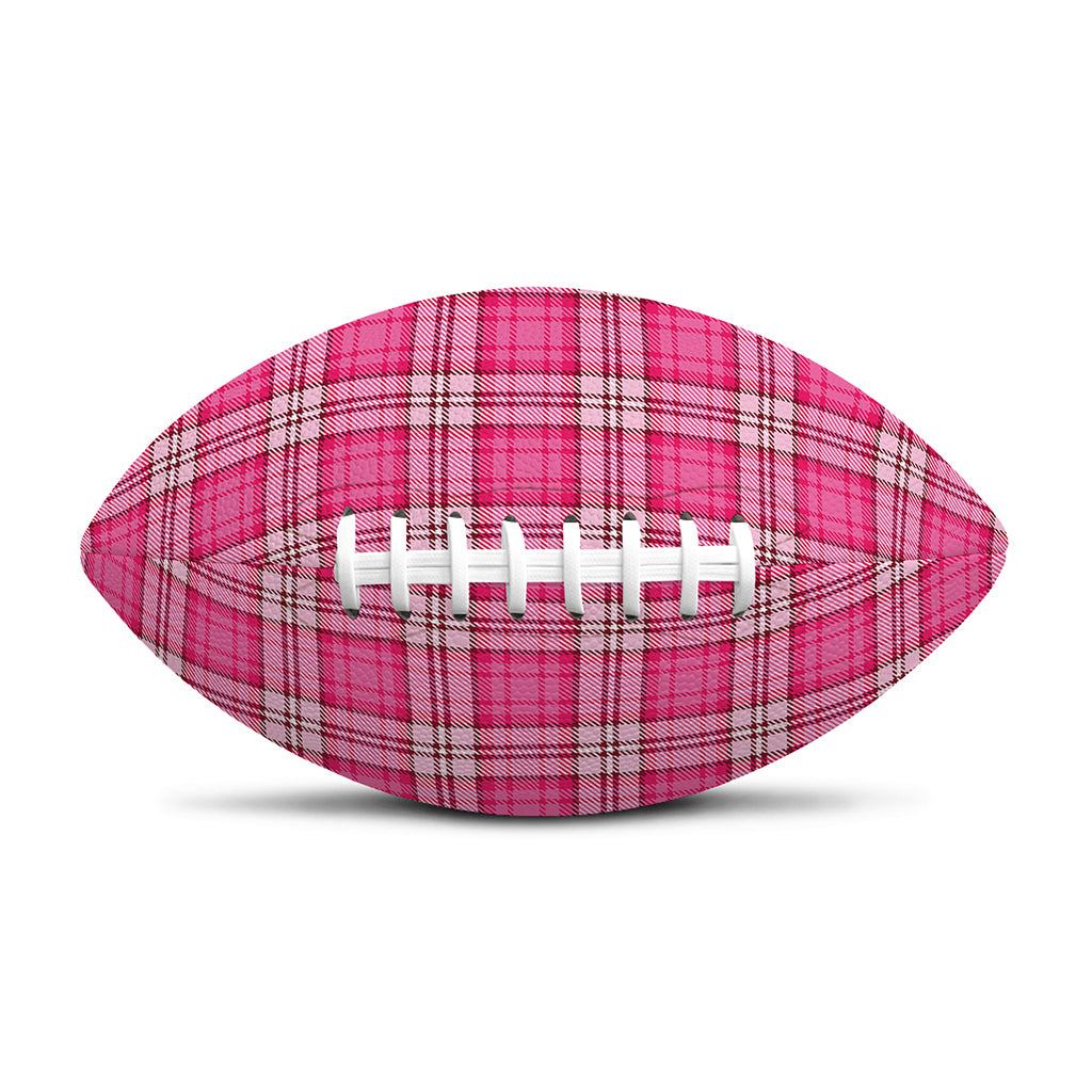 Pink And White Tartan Pattern Print Rugby Ball