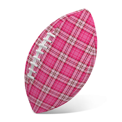 Pink And White Tartan Pattern Print Rugby Ball
