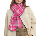 Pink And White Tartan Pattern Print Scarf