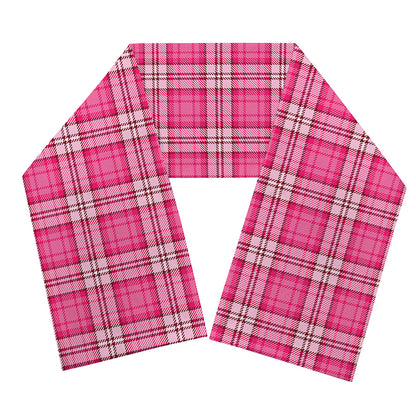 Pink And White Tartan Pattern Print Scarf