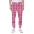 Pink And White Tartan Pattern Print Joggers