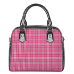 Pink And White Tartan Pattern Print Shoulder Handbag