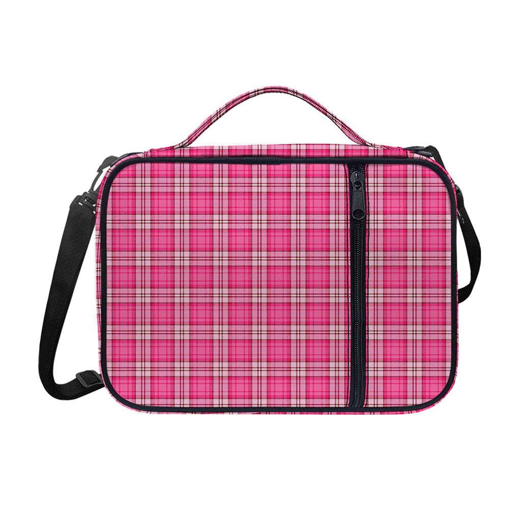 Pink And White Tartan Pattern Print Shoulder Strap Bible Bag