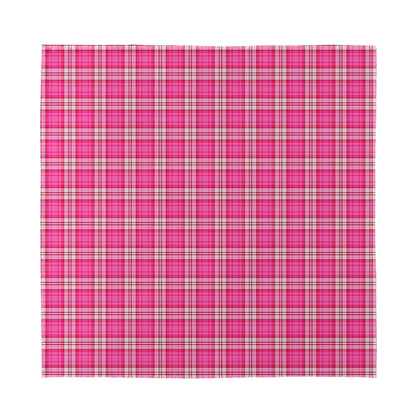Pink And White Tartan Pattern Print Silk Bandana