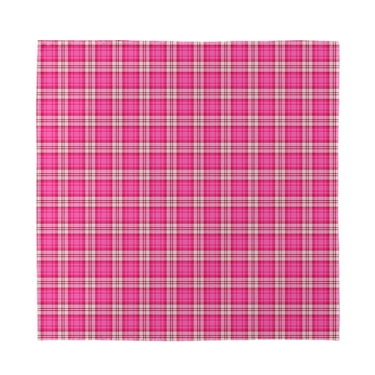 Pink And White Tartan Pattern Print Silk Bandana