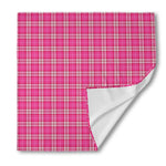 Pink And White Tartan Pattern Print Silk Bandana