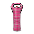 Pink And White Tartan Pattern Print Single Neoprene Wine Tote