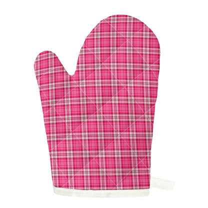 Pink And White Tartan Pattern Print Single Oven Mitt