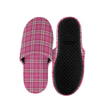 Pink And White Tartan Pattern Print Slippers