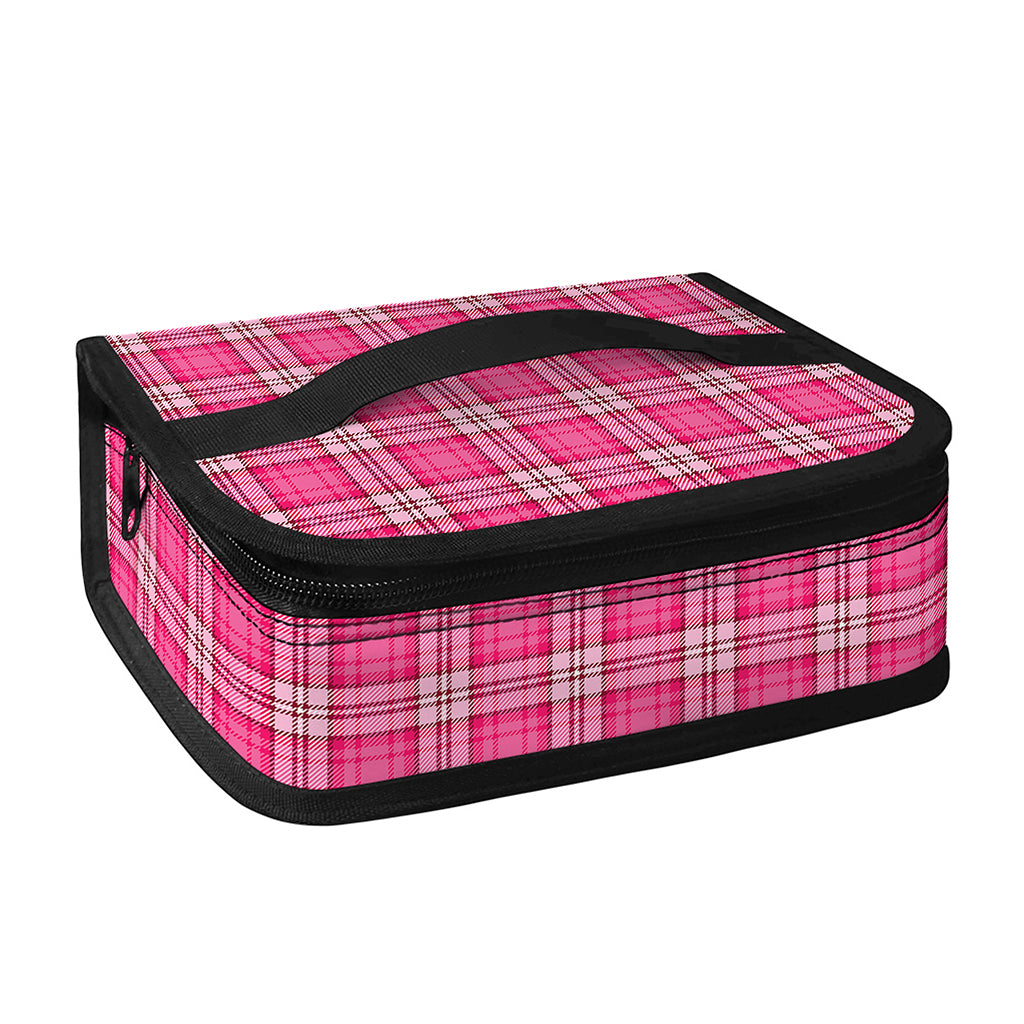 Pink And White Tartan Pattern Print Small Lunch Bag
