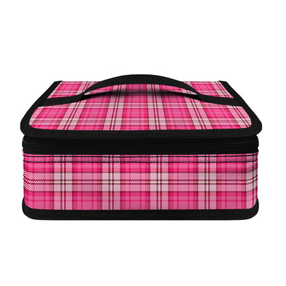 Pink And White Tartan Pattern Print Small Lunch Bag