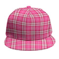 Pink And White Tartan Pattern Print Snapback Cap