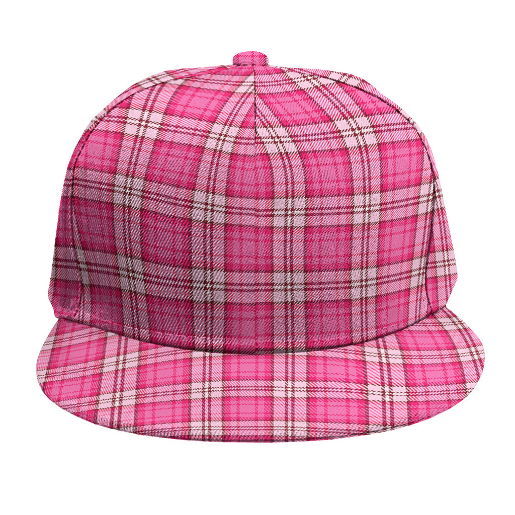 Pink And White Tartan Pattern Print Snapback Cap
