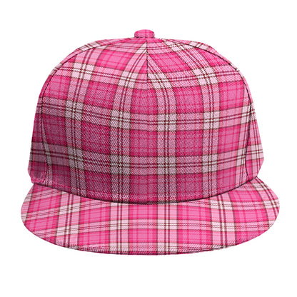 Pink And White Tartan Pattern Print Snapback Cap
