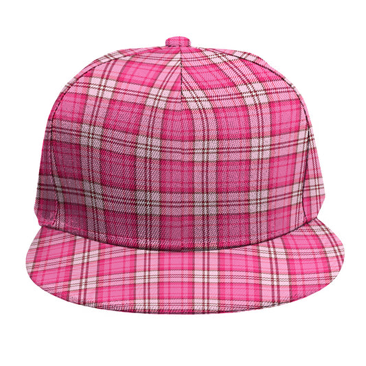 Pink And White Tartan Pattern Print Snapback Cap
