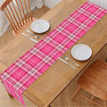 Pink And White Tartan Pattern Print Table Runner