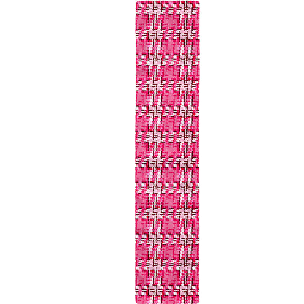 Pink And White Tartan Pattern Print Table Runner