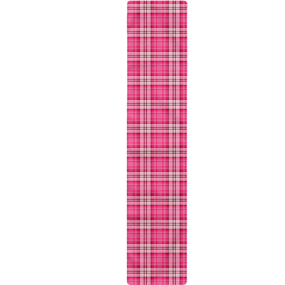 Pink And White Tartan Pattern Print Table Runner