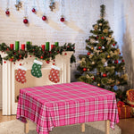 Pink And White Tartan Pattern Print Tablecloth