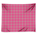Pink And White Tartan Pattern Print Tapestry