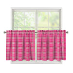 Pink And White Tartan Pattern Print Tier Curtains