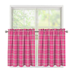 Pink And White Tartan Pattern Print Tier Curtains