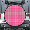 Pink And White Tartan Pattern Print Tire Cover